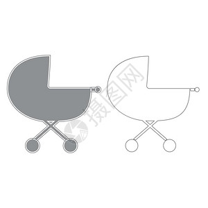 婴儿马车灰色套件图标婴儿马车灰色套件图标背景图片