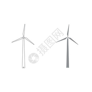 自治风力涡轮机图标插画