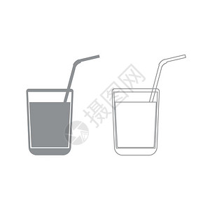 果汁杯带有饮用草灰色的图标图片