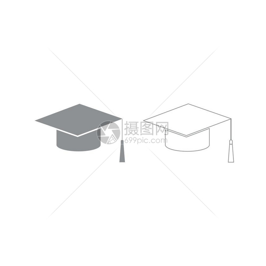 毕业帽灰色图标图片