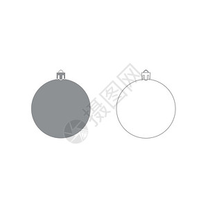 灰色装饰新年数球体圣诞灰色集图标插画