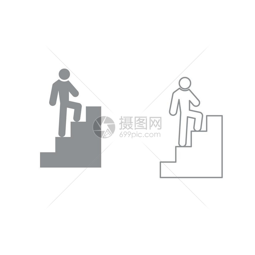一个男人爬楼梯的图标图片