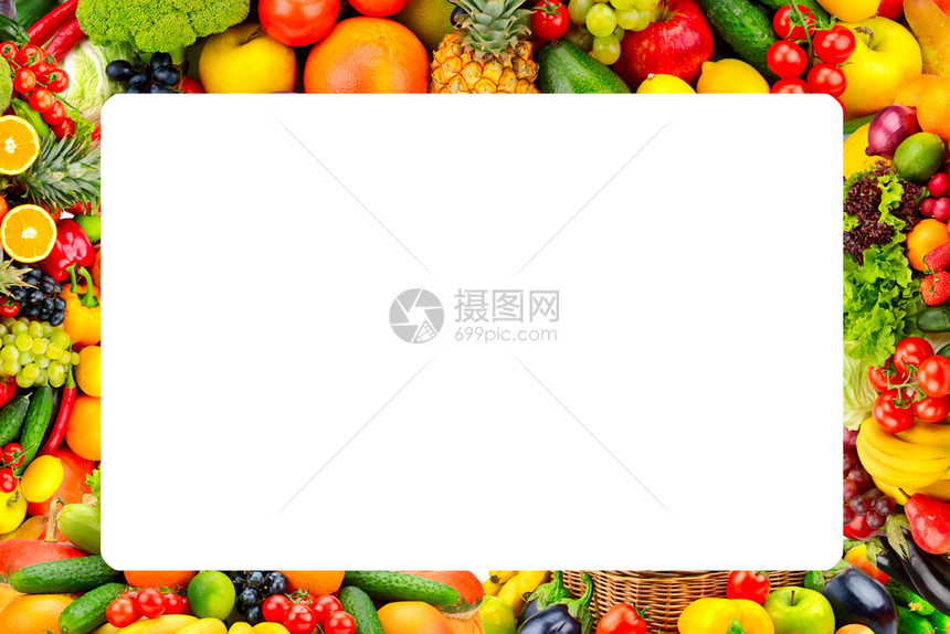 新鲜水果和蔬菜框架您的文本有免费空间图片