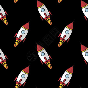 空间船舶火箭航天飞机卡通矢量艺术图片