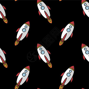 空间船舶火箭航天飞机卡通矢量艺术图片