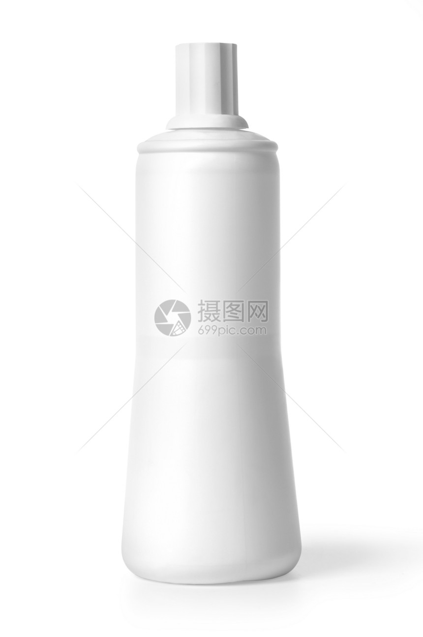 白色塑料瓶用剪切路径隔离在白色上图片