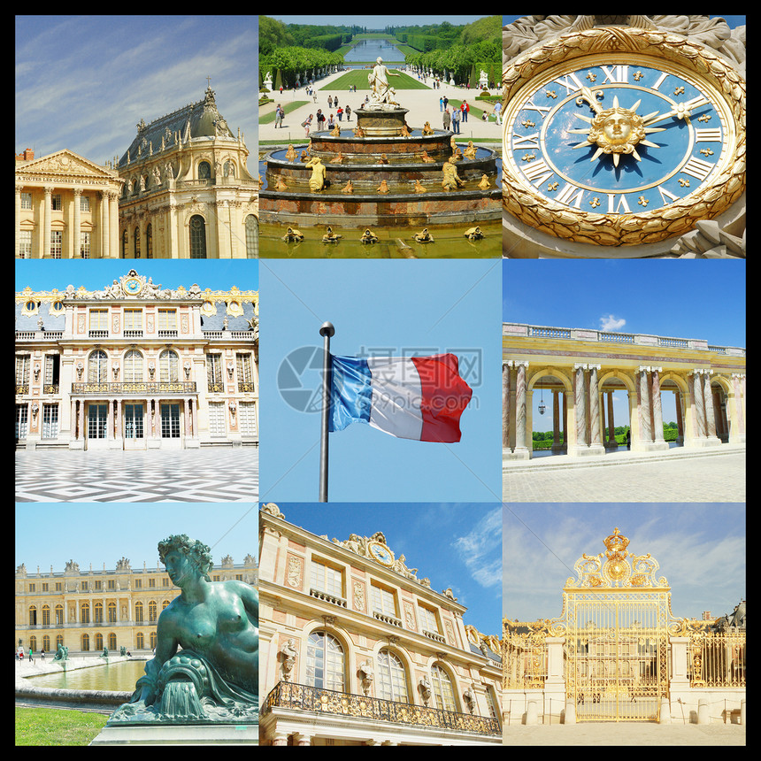 巴黎凡尔赛宫照片拼贴图片
