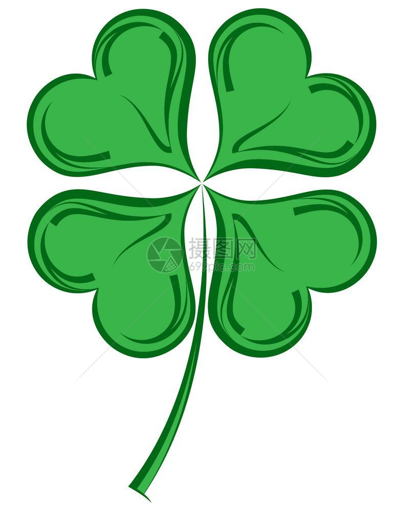 CloverFourLeafShamrock书法矢量艺术说明图片