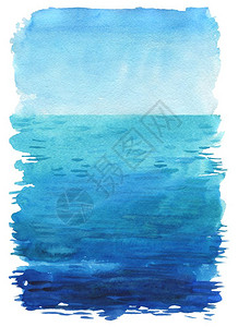 水彩风格海洋地貌边滩美丽的水彩手绘图画背景