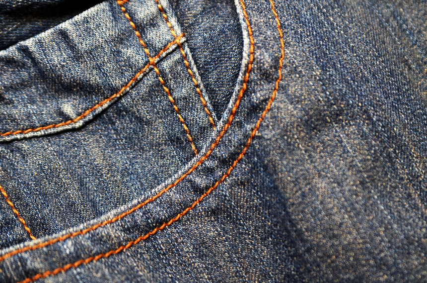 Denim牛仔裤背景与时装设计的缝合图片