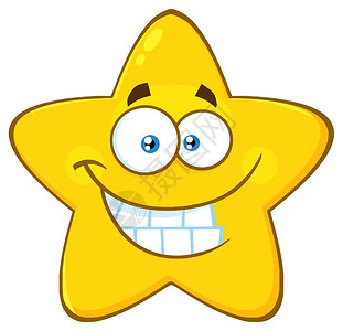 有趣的是黄色明星卡通Emoji脸面字符有笑的表情图片