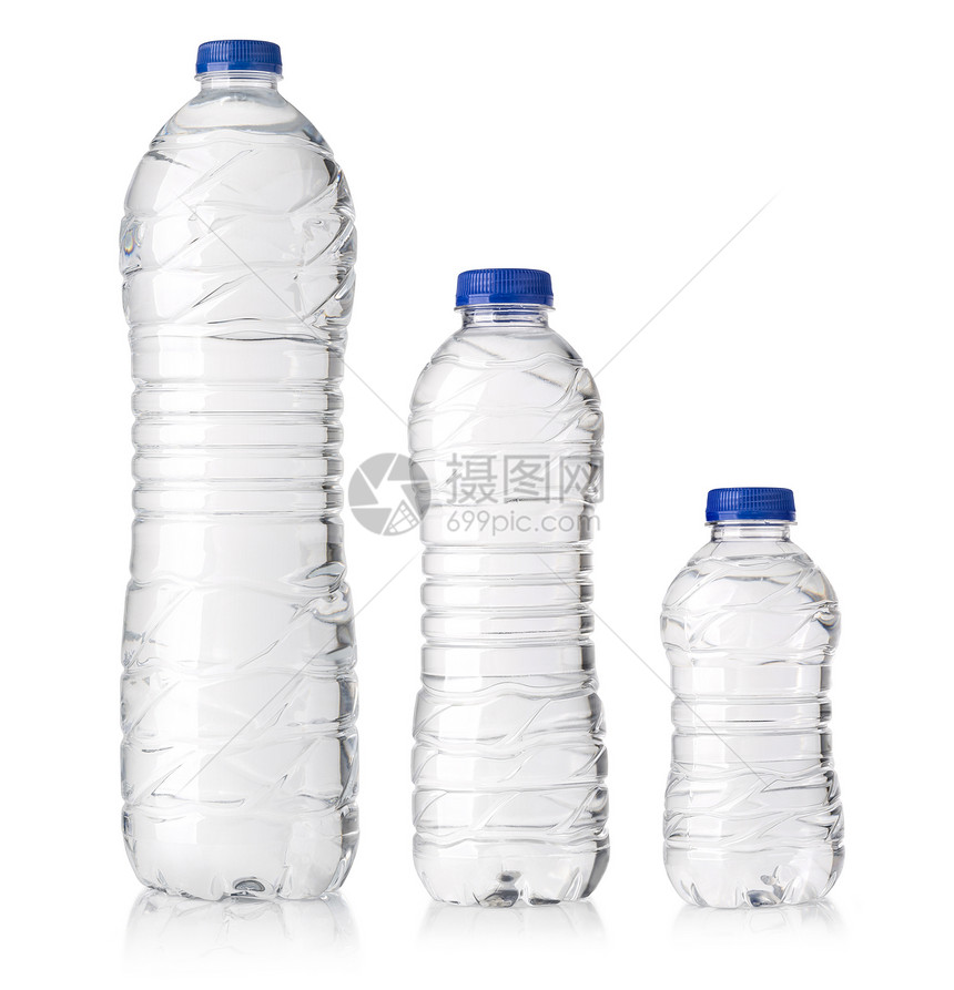 设置白色背景隔离的水塑料瓶图片