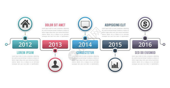时间线信息图模板工作流程过信息图矢量eps10插图图片
