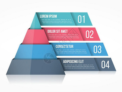 金字塔图包含四个元素的数字和文金塔信息模板矢量eps10插图图片