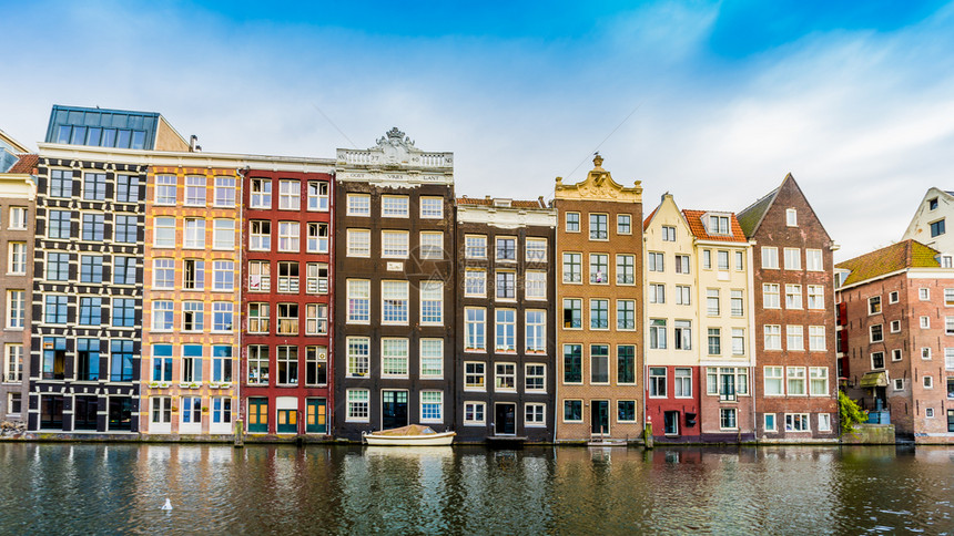 荷兰阿姆斯特丹运河大楼阿姆斯特丹传统旧建筑图片