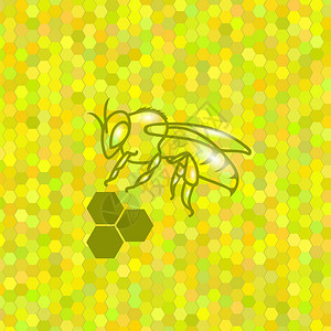 黄背景的可爱蜜蜂符号图片