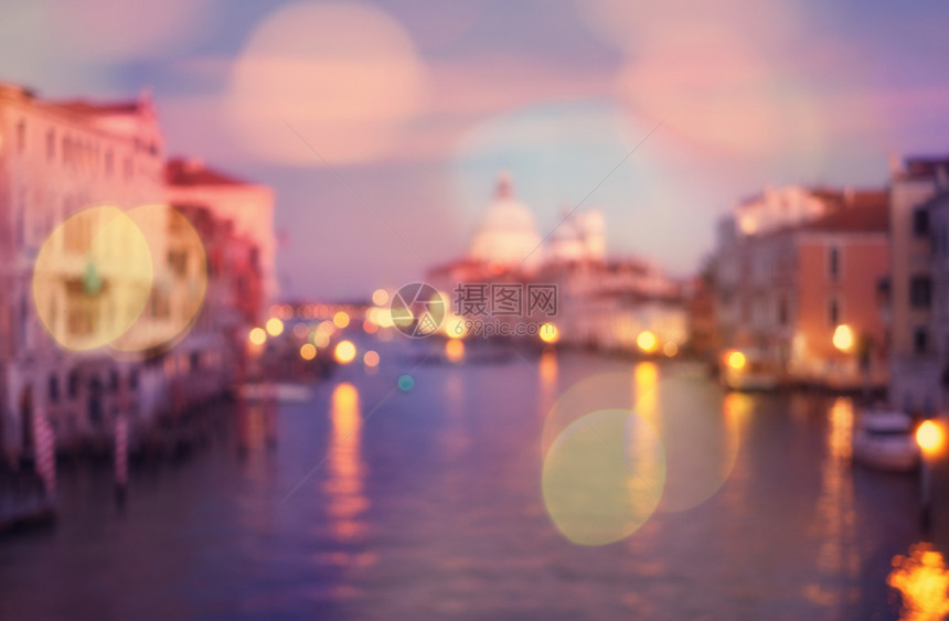 大运河抽象的模糊布科赫光灯全景背意大利威尼斯图片