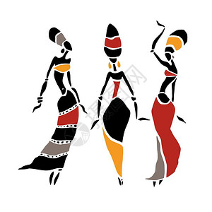 妇女剪影非洲美丽的妇女裔美国舞者传统种族风格的舞蹈妇女矢量说明插画