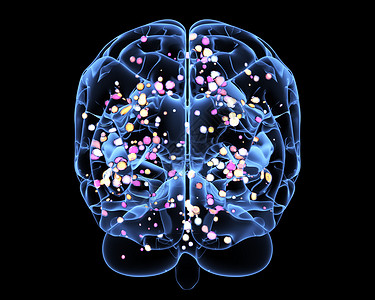 神经环路活动思考过程中的脑活动3D插图背景