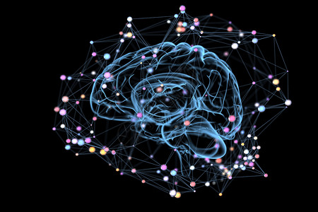 大脑活动各种不同的想法说明大脑的思想过程3D插图背景