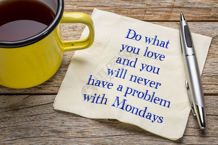 做你爱的事周一你永远不会有问题手写在餐巾纸上喝杯茶背景图片