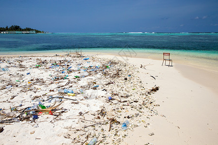 热带海沙滩污染高清图片