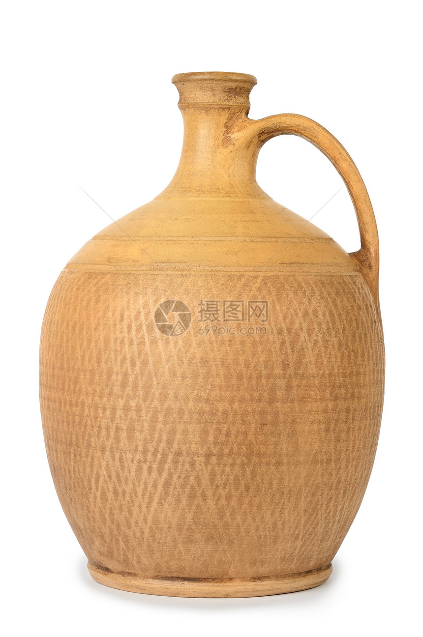 白色背景上隔开控柄的大陶瓷amphora侧视图图片