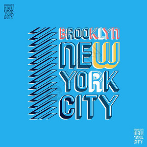 纽约布鲁克林T衬衫印刷品产徽章服装T恤标签大学服装牛仔裤散服或墙壁饰的多彩老式设计图插画