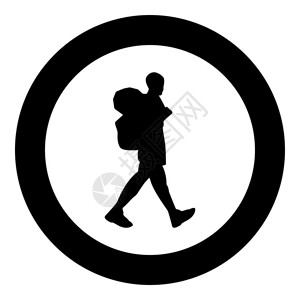 黑色小背包黑色圆圈背包客矢量设计元素插画