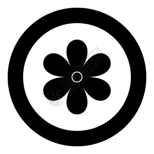孤立的圆矢量插图中的鲜花标黑色颜图片