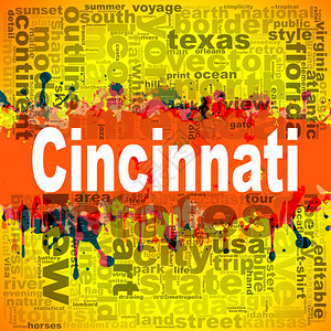 Cincinnati字词云设计创意的字词母缩写插图3D翻譯图片