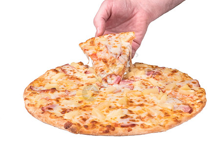 手摘着美味的比萨饼切片手摘着美味的比萨切片图片