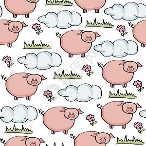 猪农场矢量背景插画图片