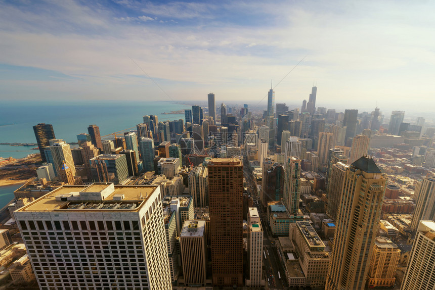 美国伊利诺州芝加哥市和密歇根湖图片