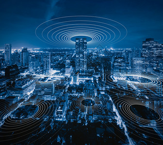 智能城市和连接线路全球互联网络概念全球商务互联网络概念泰国曼谷图片