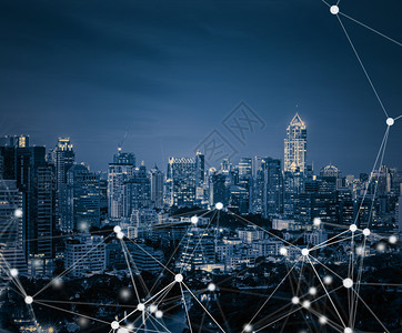 智能城市和连接线全球公共汽车的互联网概念全球商业的互联网概念泰国曼谷图片