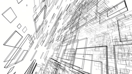 抽象的几何图形白色深渊建筑艺术概念的抽象绘图线白色背景建筑艺术概念的抽象绘图线3d插背景