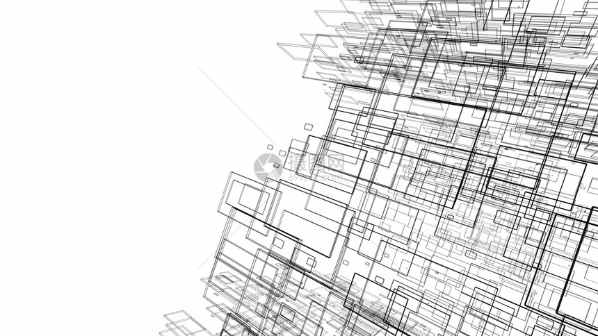 白色深渊建筑艺术概念的抽象绘图线白色背景建筑艺术概念的抽象绘图线3d插图片