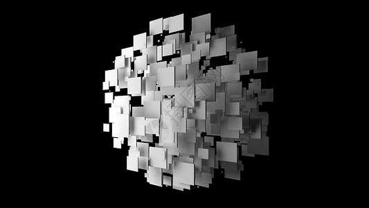 摘要立方体在黑背景上构造一个球3d插图i抽象立方体在黑背景上塑造一个球3d插图背景图片