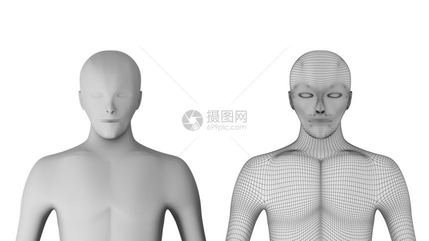 人类有白背景线的框架模型未来技术概念中的人工智能3个插图白背景线的框架模型未来技术概念中的人工智能3个插图图片