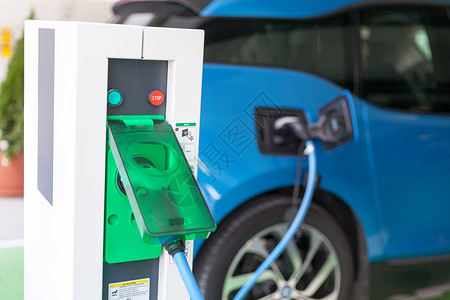 电动汽车EV充电站动汽车充池背景图片