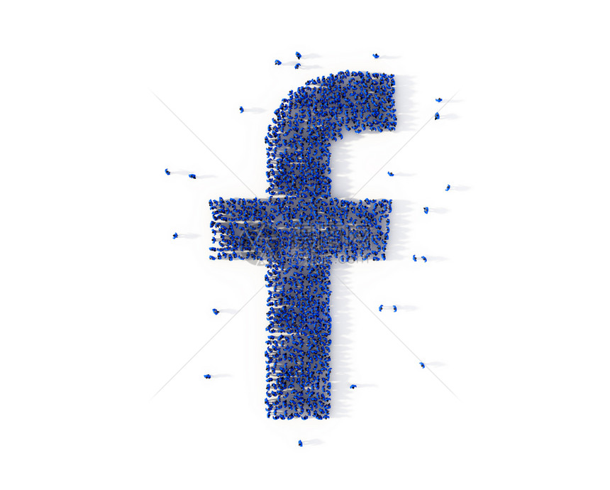 形成字母F图标的一大批人社交媒体的一大批人社交媒体概念3d插图社交媒体概念3d插图图片