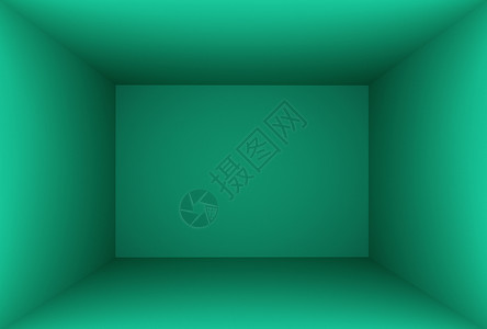 3D蓝绿色空房间插图图片