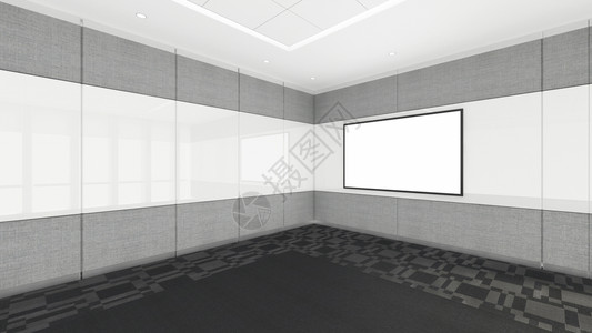 空白司庆素材办公室司用空白屏的房间3d变假办公室司用空白屏的房间3d变白屏的房间3d变内部设计模拟插图办公室司用空白屏的房间3d变内设计模拟背景