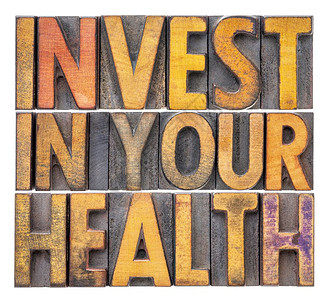 投资健康概念投资健康概念单词抽象用于原始印刷纸质木头类型图片