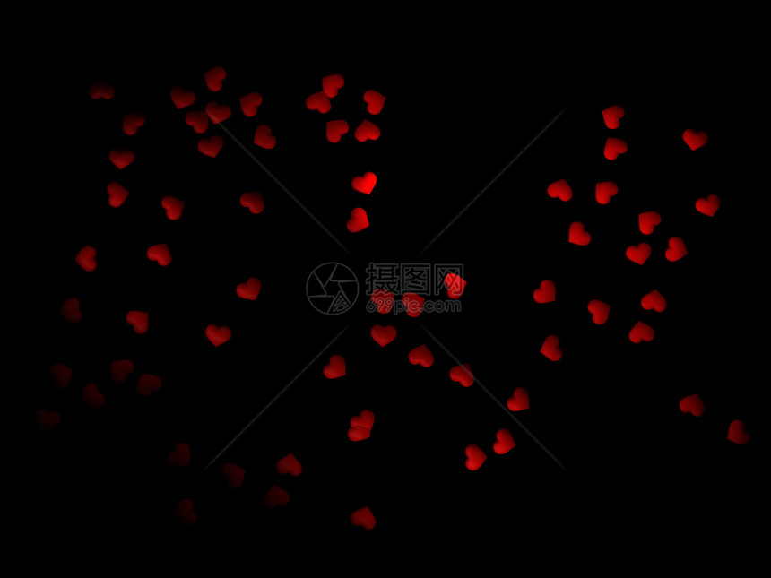 3d将红心投在情人节的黑色背景上插图将红心投在情人节的黑色背景上插图图片
