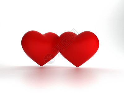 3d将两个红心孤立在白背景上插图将两个红心孤立在白背景上插图图片