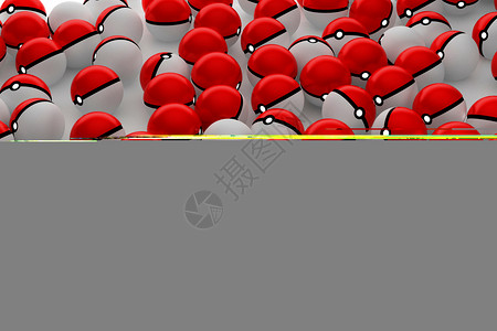 红白大气卡通3DPoke球Pokemon游戏插图背景