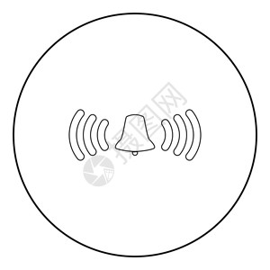 叮当在圆圈或矢量插图中环钟标黑色颜插画