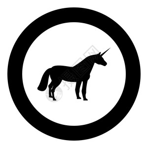 圆矢量插图中的独角兽标黑色颜背景图片